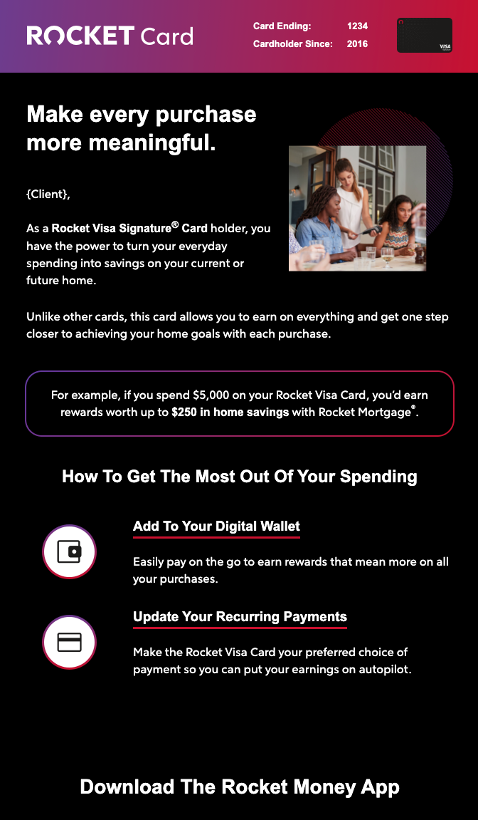 Rocket Money Lifecycle 'Mortgage Credits' email